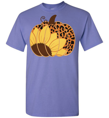 Sunflower Leopard Print Pumpkin Tee Graphic Top Shirt T-Shirt
