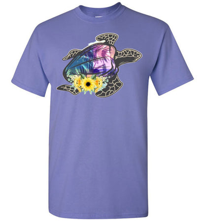 Sea Turtle With Flowers Graphic Tee Shirt Top