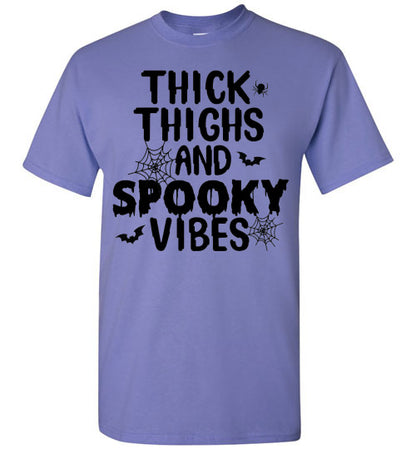 Thick Thighs and Spooky Vibes Halloween Graphic Tee Shirt Top