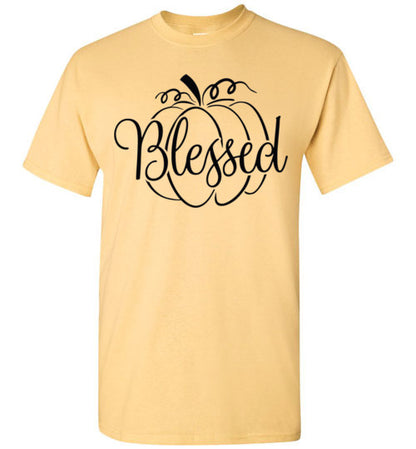 Blessed Pumpkin Fall Graphic Tee Shirt Top T-Shirt