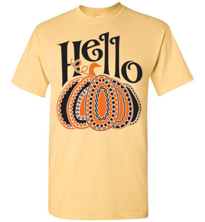 Hello Pumpkin Graphic Fall Tee Shirt Top T-Shirt