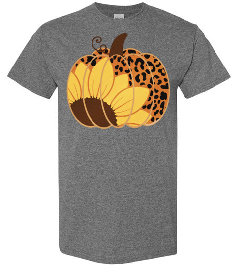 Sunflower Leopard Print Pumpkin Tee Graphic Top Shirt T-Shirt