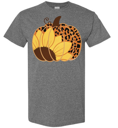 Sunflower Leopard Print Pumpkin Tee Graphic Top Shirt T-Shirt
