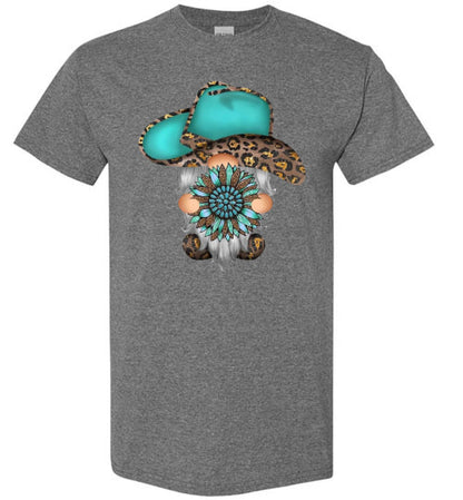 Gnome Leopard Cowboy Hat Graphic Tee Shirt top