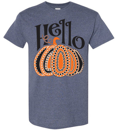 Hello Pumpkin Graphic Fall Tee Shirt Top T-Shirt