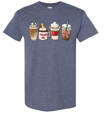 Teacher Fuel Starbucks Coffee Frappe Latte Graphic Tee Shirt Fall Top