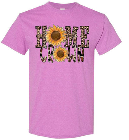 Home Grown Leopard Sunflowers Graphic Tee Shirt Top