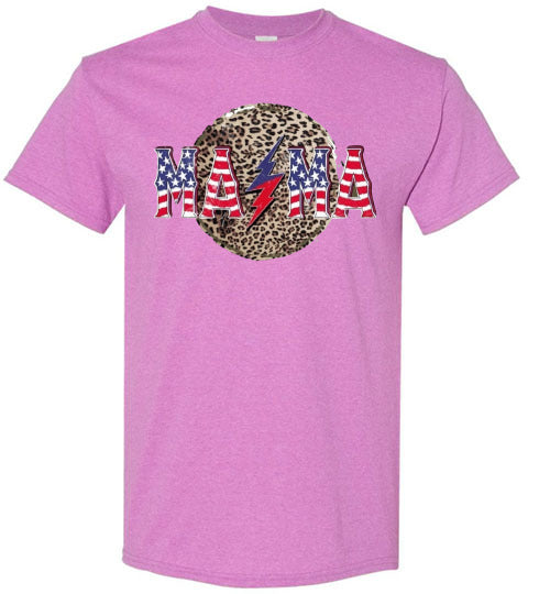 Mama Leopard Patriotic Tee Shirt Graphic Top 32801