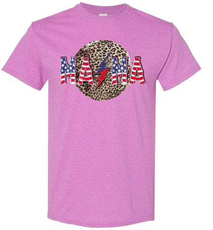 Mama Leopard Patriotic Tee Shirt Graphic Top 32801