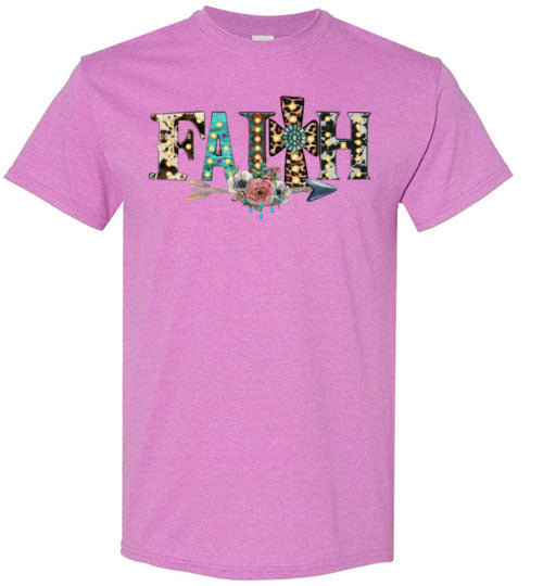 Faith Cross Leopard Christian Tee Shirt Top T-Shirt