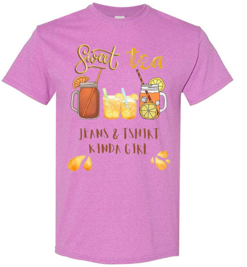 Sweet Tea & Jeans TShirt Kinda Girl Funny Southern Tee Shirt Top T-Shirt