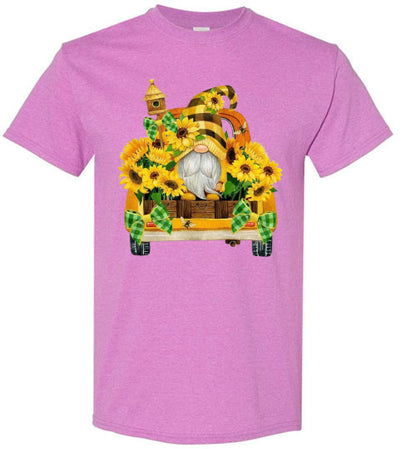 Fall Sunflower Gnome Graphic Tee Shirt Top
