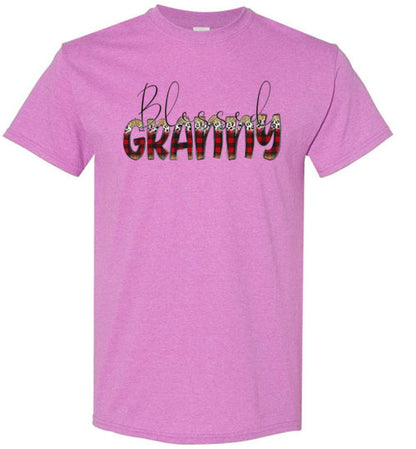 Blessed Granny Buffalo Check Graphic Tee Shirt Top
