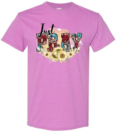 Just Pray Spiritual Christian Graphic Tee Shirt Top