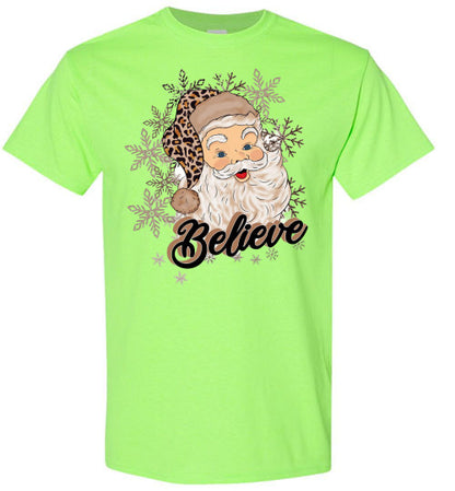 Believe Santa Tee Shirt Top T=Shirt
