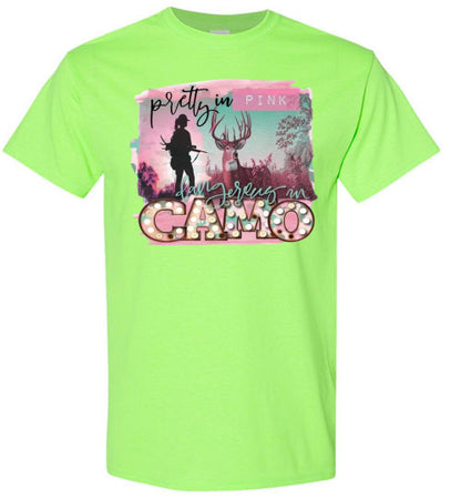 Pretty In Pink Dangerous In Camo Tee Shirt Top T-Shirt
