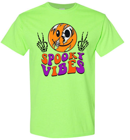 Spooky Vibes Halloween Trick Or Treat Graphic Tee Shirt Top