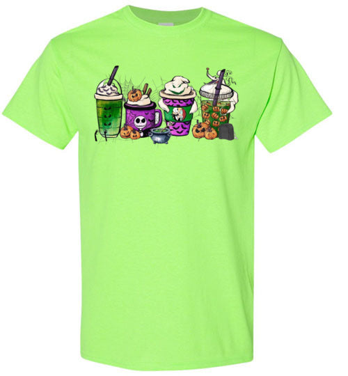 Halloween Starbucks Latte Cappachino Coffee Graphic Tee Shirt Top
