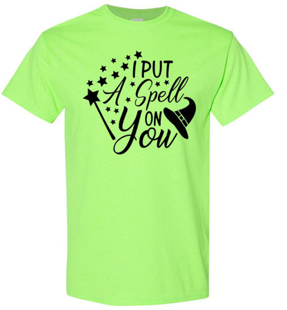 I Put A Spell On You Halloween Witch Graphic Tee Shirt Top