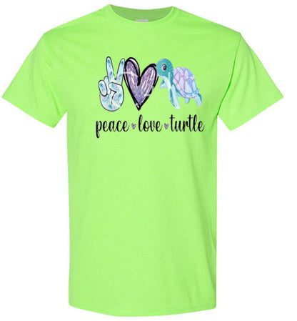 Peace Love Turtle Graphic Tee Shirt Top