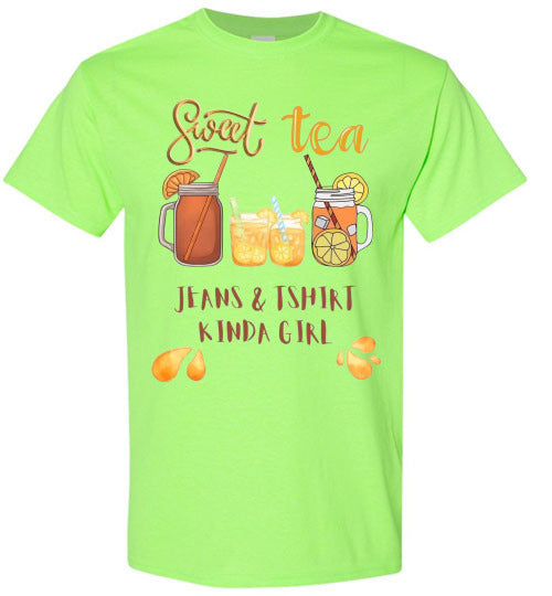 Sweet Tea & Jeans TShirt Kinda Girl Funny Southern Tee Shirt Top T-Shirt