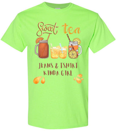 Sweet Tea & Jeans TShirt Kinda Girl Funny Southern Tee Shirt Top T-Shirt