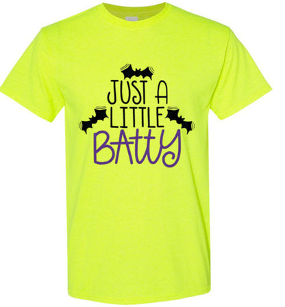 Just A Little Batty Halloween Fall Bat Tee Shirt Top