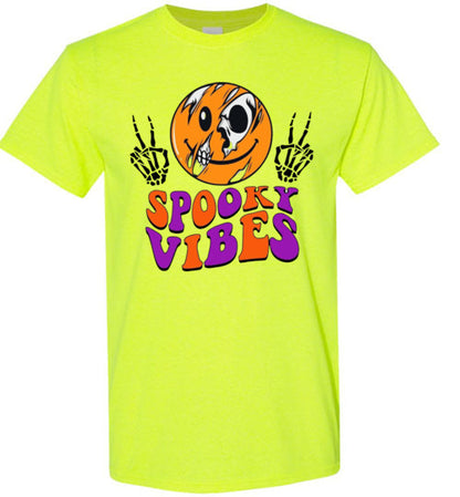 Spooky Vibes Halloween Trick Or Treat Graphic Tee Shirt Top