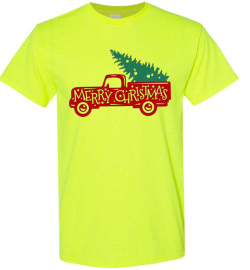 Merry Christmas Tree Old Rustic Farm Tee Shirt Top T-Shirt