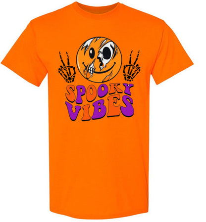 Spooky Vibes Halloween Trick Or Treat Graphic Tee Shirt Top