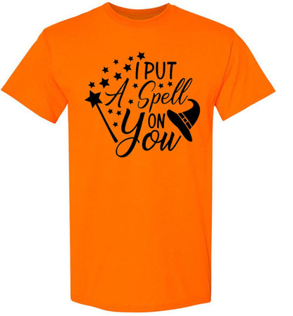 I Put A Spell On You Halloween Witch Graphic Tee Shirt Top