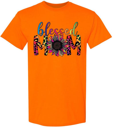 Blessed Mom Multi Leopard Tee Shirt Top T-Shirt