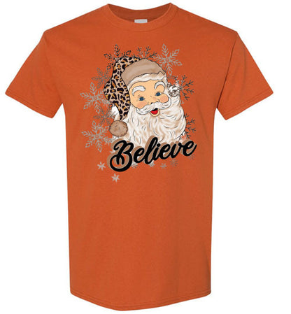 Believe Santa Tee Shirt Top T=Shirt