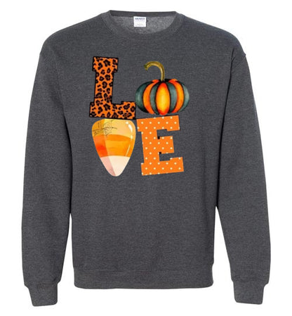Leopard Pumpkin Candy Corn Graphic Sweatshirt Top Shirt