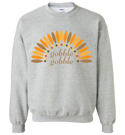 Gobble Gobble Turkey Thanksgiving Graphic Sweat Shirt Top