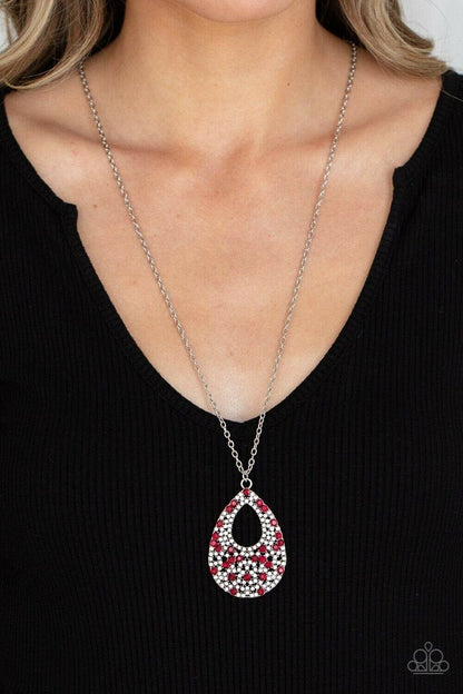 High Society Stargazing - Red Necklace Earring Set Paparazzi Jewelry Accessories 3249