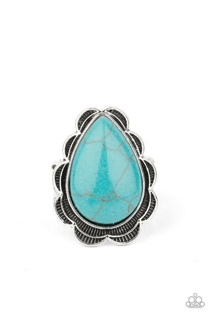 BADLANDS Romance - Blue Stretchy Ring Paparazzi Jewelry Accessories 7811