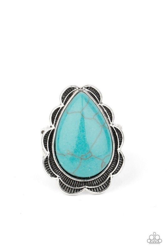 BADLANDS Romance - Blue Stretchy Ring Paparazzi Jewelry Accessories 7811