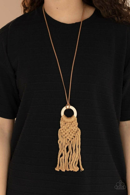 Crafty Couture  Brown macrame necklace earring set Paparazzi jewelry accessories 3250