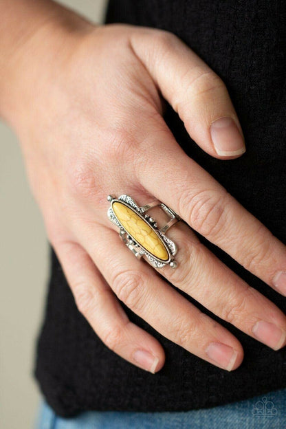 Cottage Craft - Yellow Stretchy Ring Paparazzi Jewelry Accessories 7804