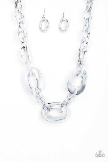 All In-VINCIBLE - Silver Paparazzi Acrylic Necklace Earring Set 2398