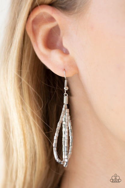 Catwalk Queen - Silver Multi Strand Paparazzi Necklace Earrings Set