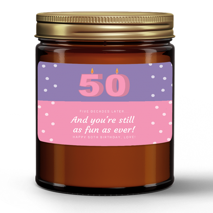 Happy 50th Birthday Natural Wax Candle Gift