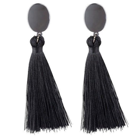 Va Va PLUME – Black Tassel Fringe Earrings 694