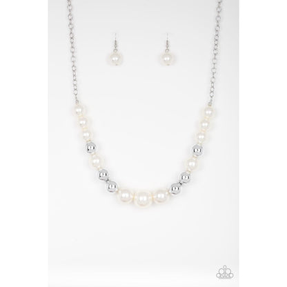 Take Note - White Necklace Earrings 793