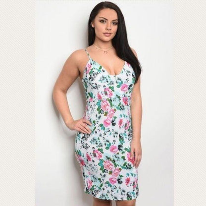 Plus Size Floral Print Sun Spaghetti Strap Dress