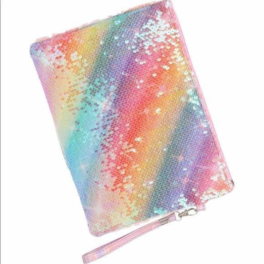 Mermaid Rainbow Sequin Wristlet Makeup Bag Purse