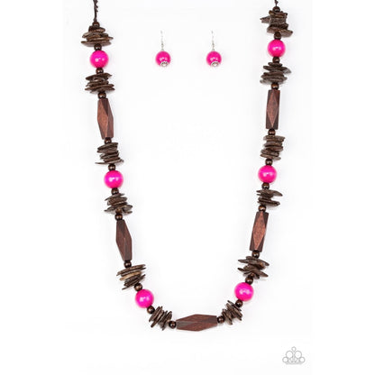 Cozumel Coast - Pink Wood Necklace 863