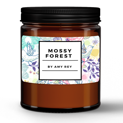 Mossy Forest Natural Wax Candle in Amber Jar (9oz)
