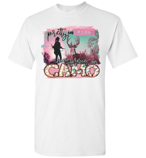Pretty In Pink Dangerous In Camo Tee Shirt Top T-Shirt